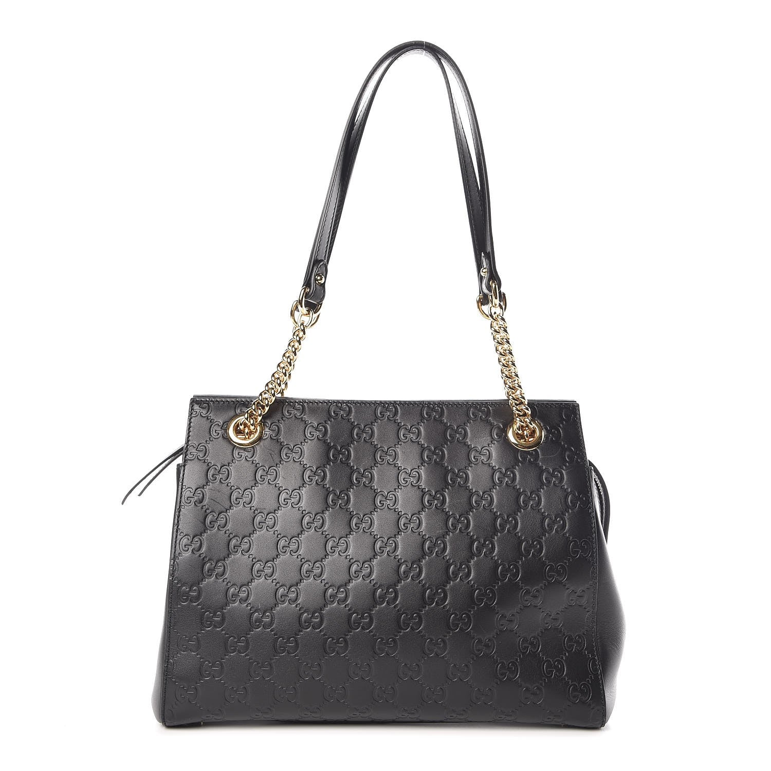 Gucci Guccissima Signature Medium Shoulder Tote Bag Black 1 of 7