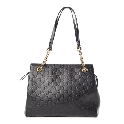 Gucci Guccissima Signature Medium Shoulder Tote Bag Black 1 of 7