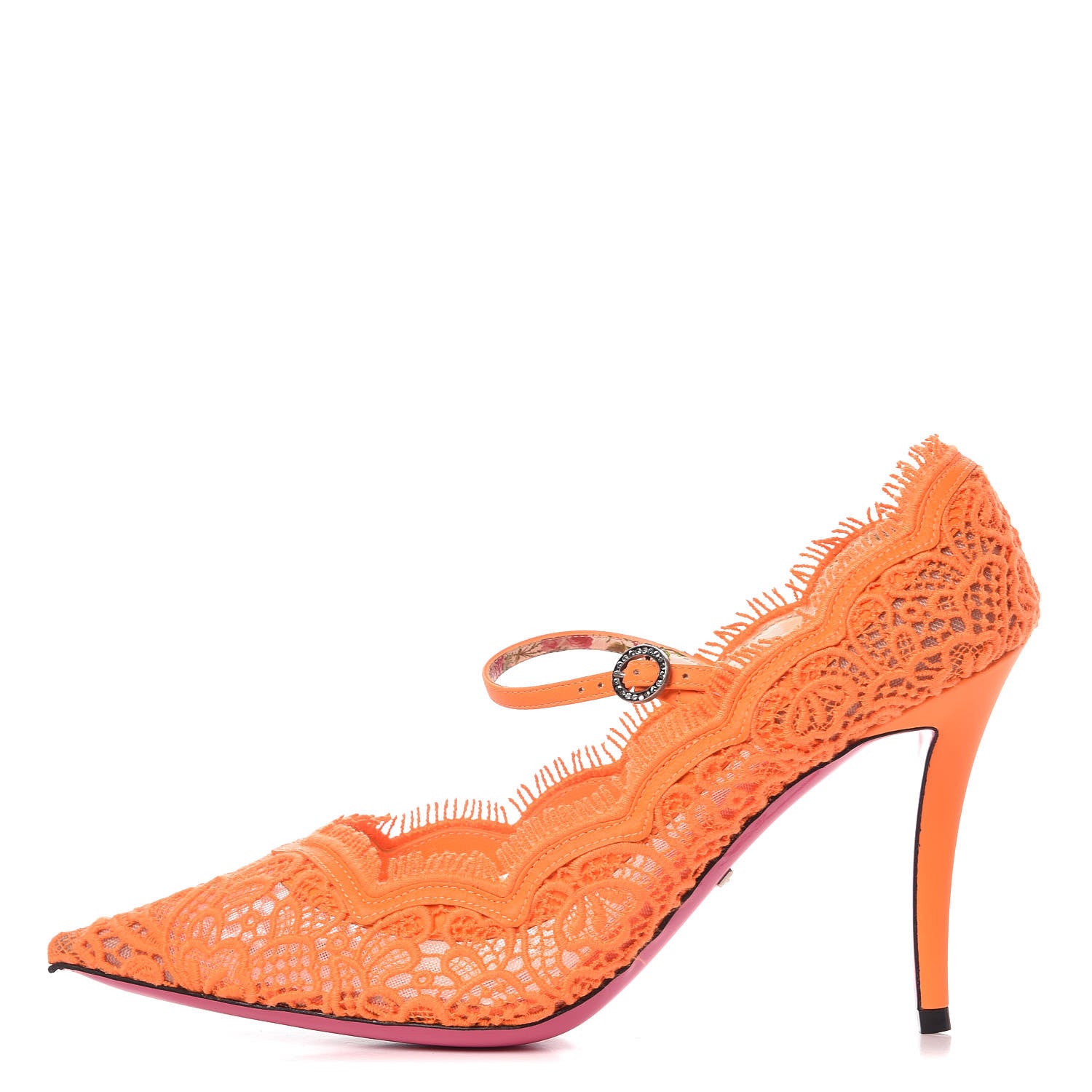 Gucci Lace Pizzo Venice Pumps 38.5 Orange Fluo 1 of 9