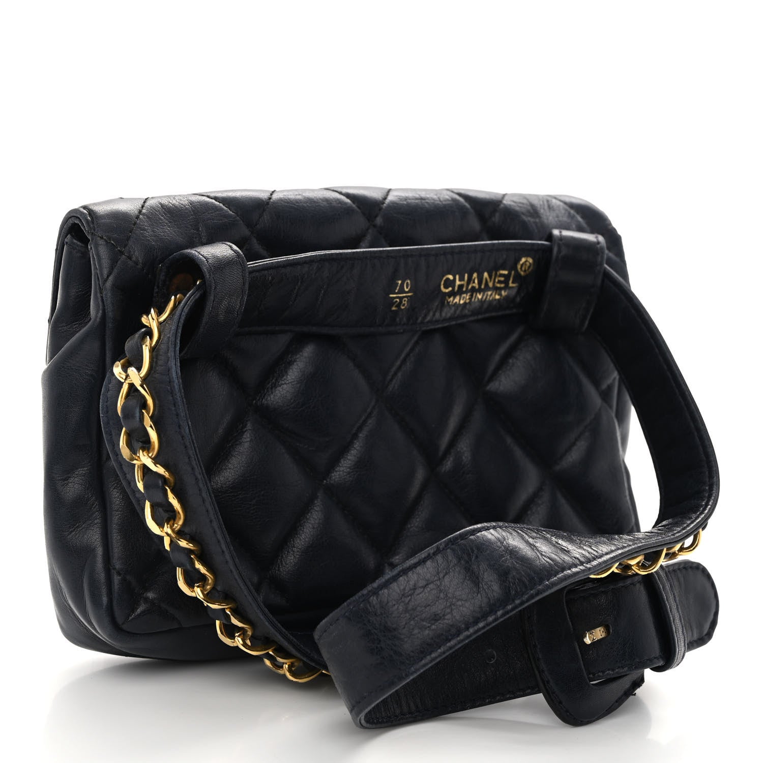 Chanel Lambskin Quilted Flap Waist Belt Bag 70 28 Blue 3 of 11