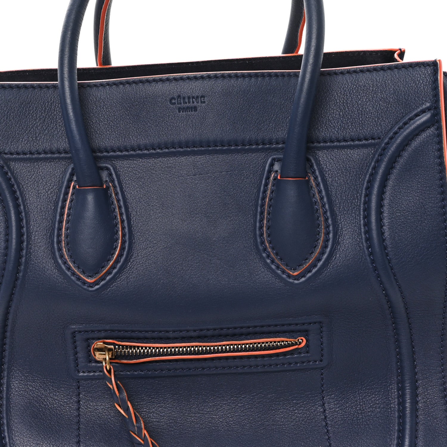 Celine Supple Calfskin Large Phantom Luggage Navy Blue Orange 7 of 10