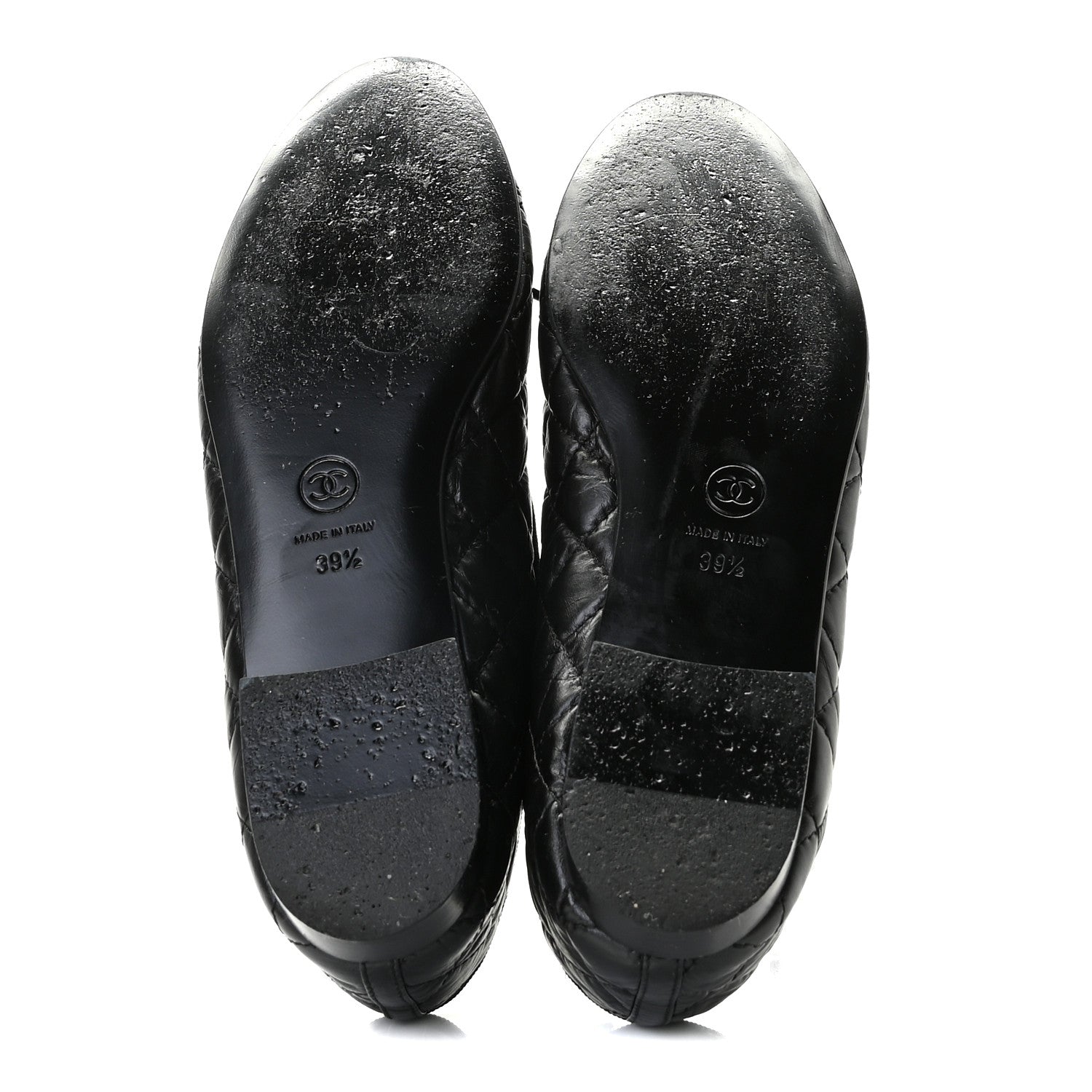 Chanel Aged Calfskin Quilted CC Cap Toe Ballerina Flats 39.5 Black 8 of 13