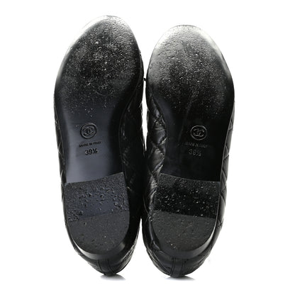 Chanel Aged Calfskin Quilted CC Cap Toe Ballerina Flats 39.5 Black 8 of 13