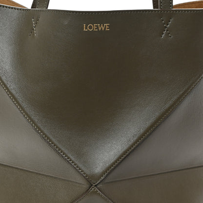 Loewe Shiny Calfskin Medium Puzzle Fold Tote Dark Khaki Green 7 of 9