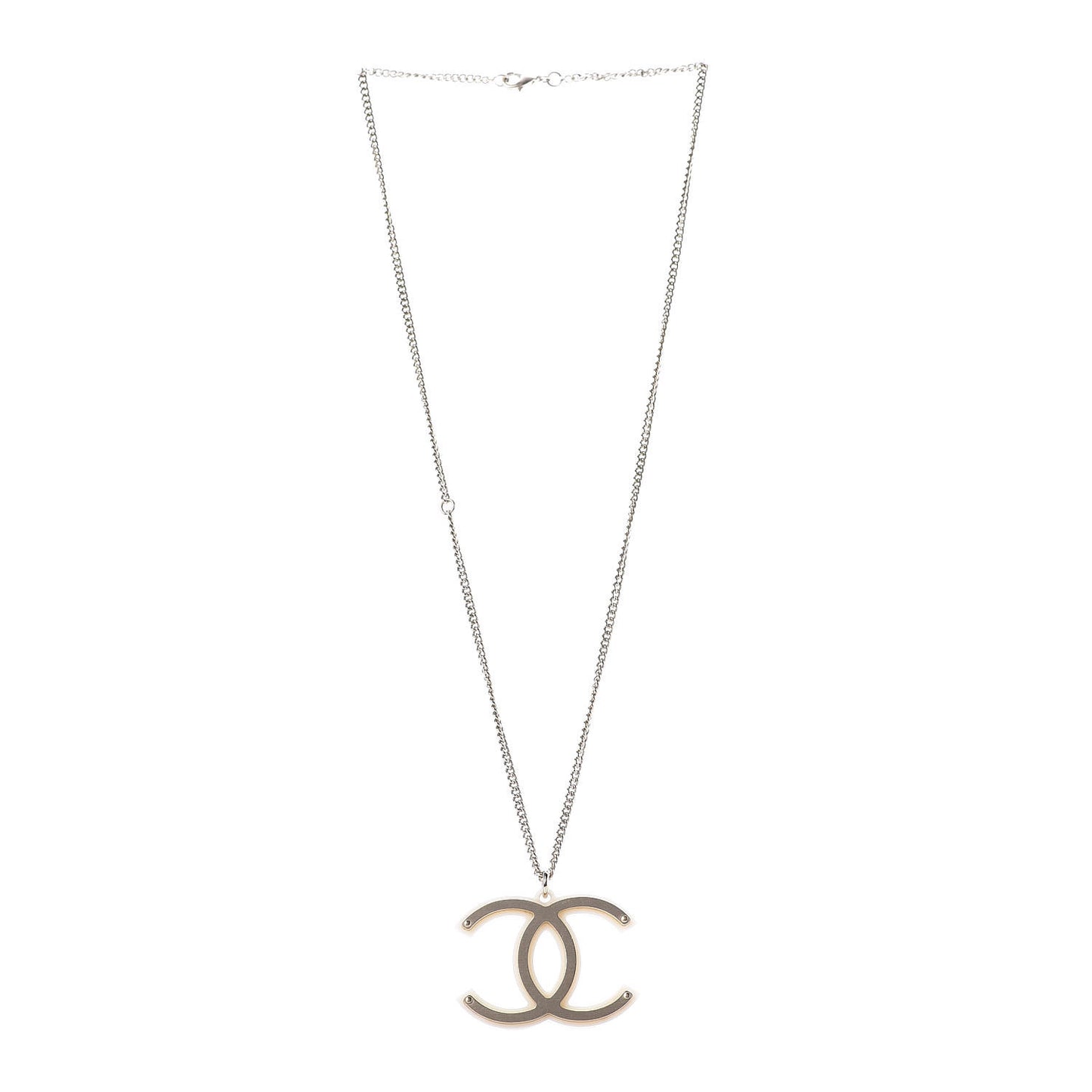 CC Pendant Necklace Gold White