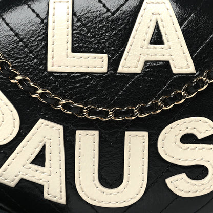 Chanel Lambskin Embroidered Chevron Quilted La Pausa Tassel Clutch Black 8 of 11