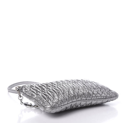 Miu Miu Metallic Nappa Matelasse Crystal Chain Crossbody Cromo 4 of 9