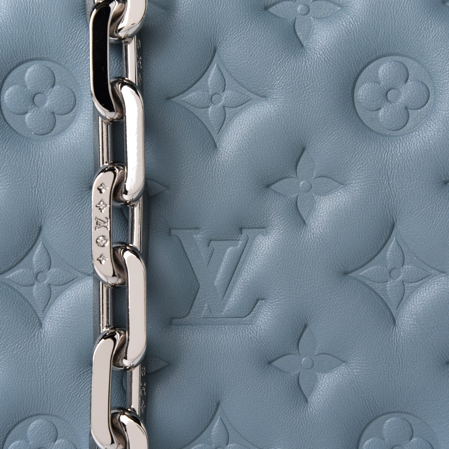 Lambskin Embossed Monogram Coussin PM Blue Glacier