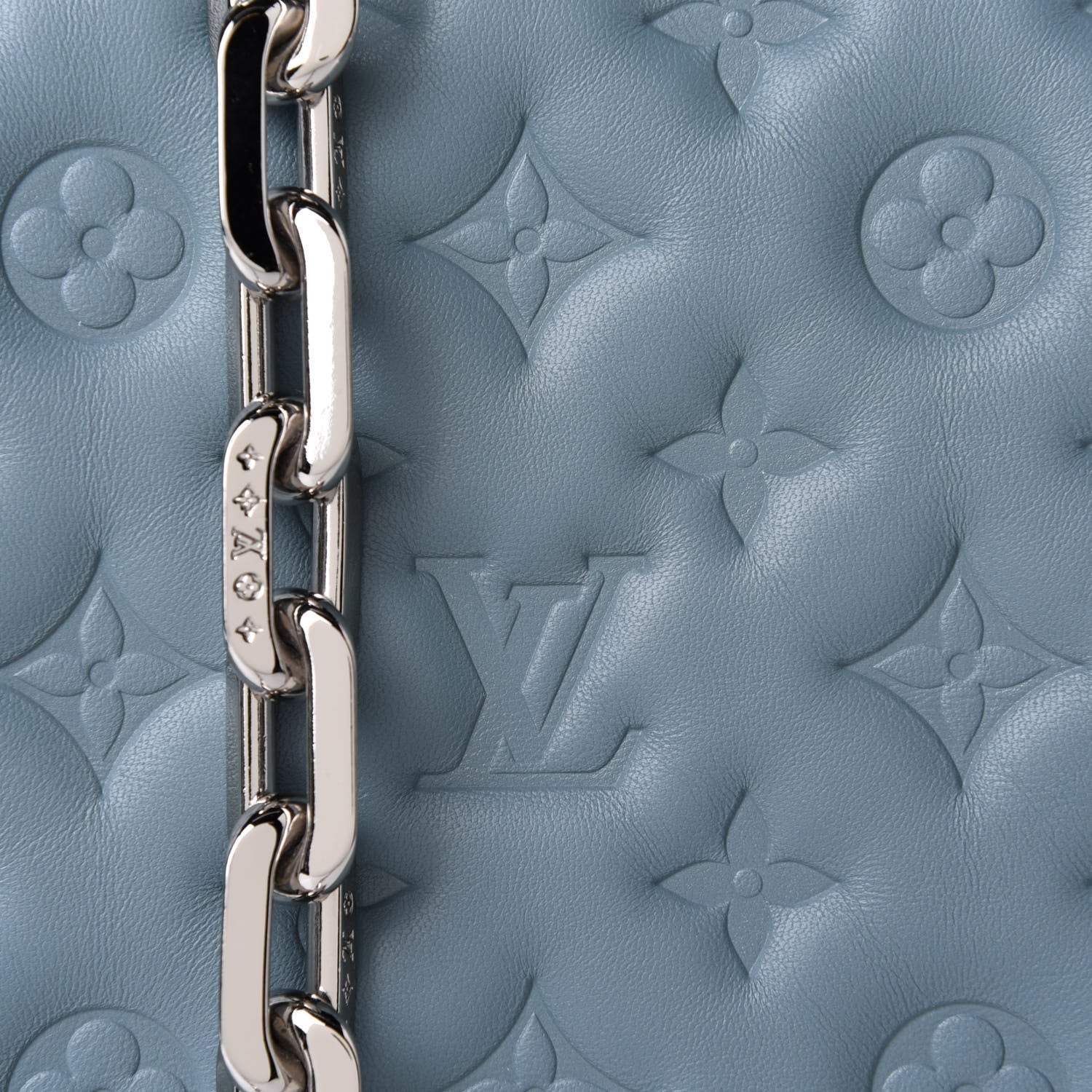 Louis Vuitton Lambskin Embossed Monogram Coussin PM Blue Glacier 14 of 16