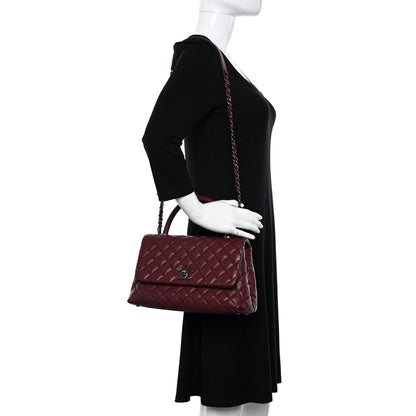 Chanel Caviar Quilted Small Coco Handle Flap Burgundy 2 of 12
