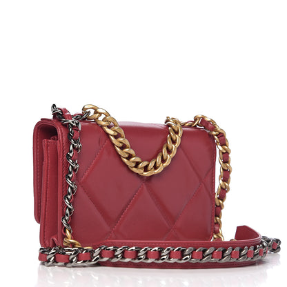 Chanel Shiny Goatskin Quilted 19 Wallet On Chain WOC Rouge 2 of 11