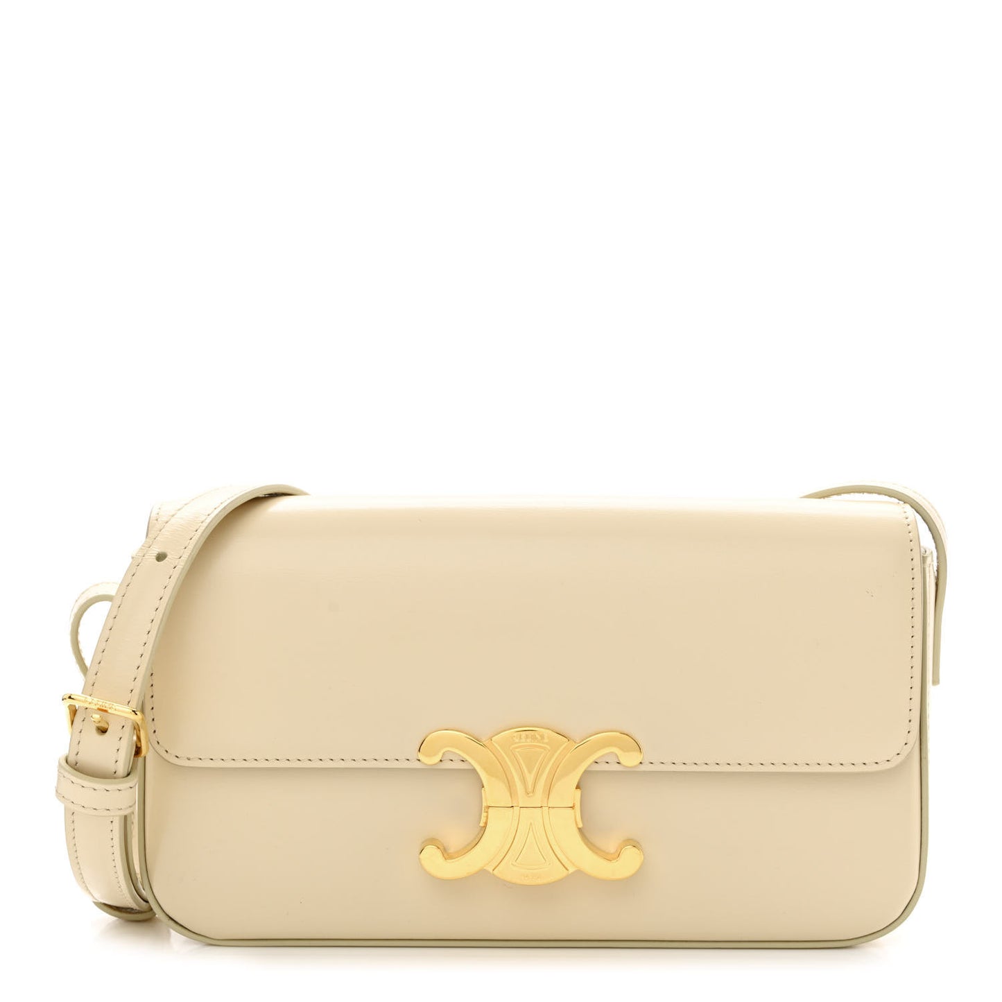 Natural Calfskin Triomphe Shoulder Bag White