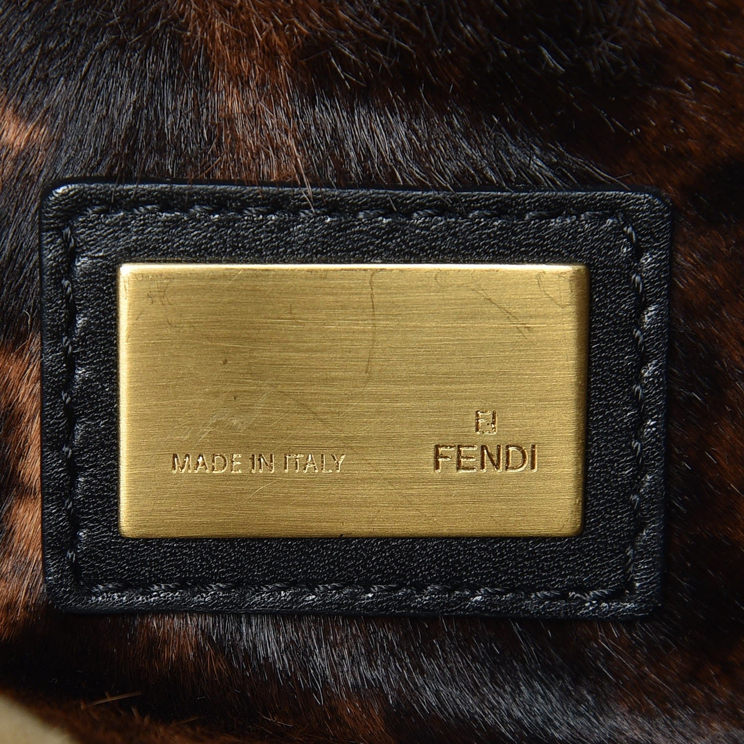 Fendi Calfskin Calf Hair Leopard Print Medium Peekaboo Iconic Satchel Black 9 of 9