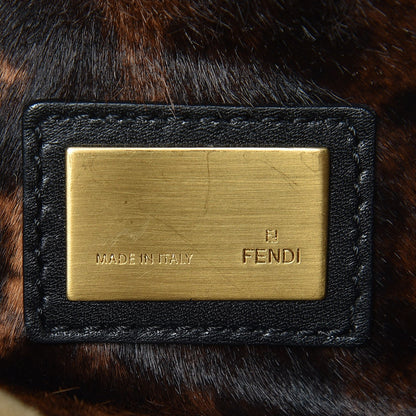 Fendi Calfskin Calf Hair Leopard Print Medium Peekaboo Iconic Satchel Black 9 of 9