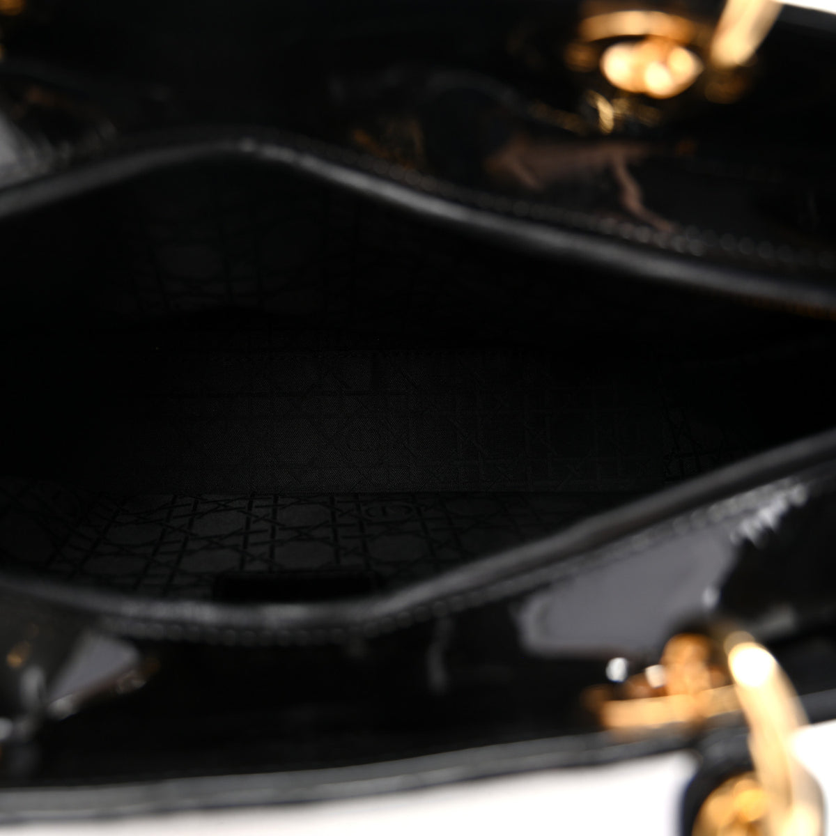 Patent Cannage Large Lady Dior Black