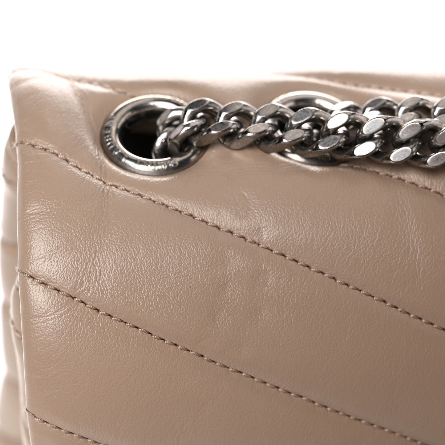 Calfskin Y Quilted Monogram Medium Loulou Chain Satchel Dark Beige