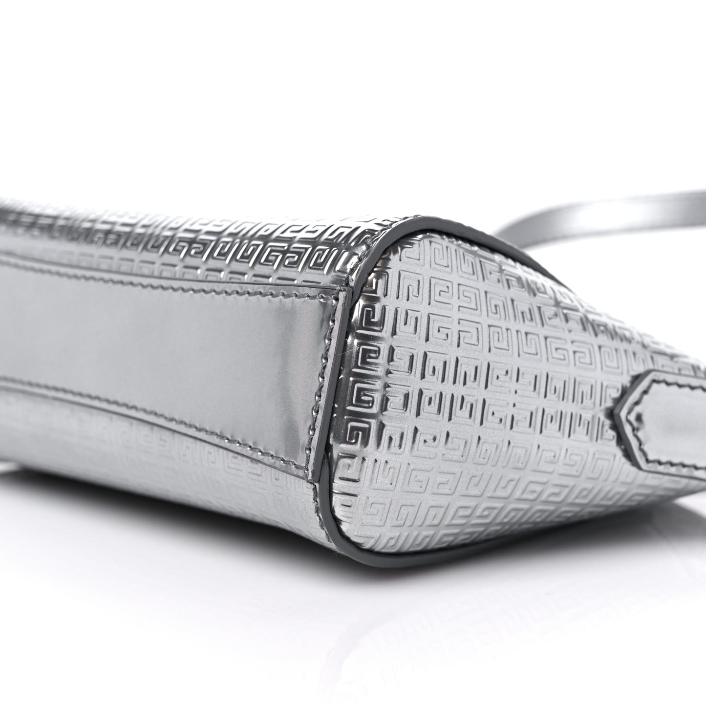 Metallic Calfskin 4G Embossed Nano Antigona Silver