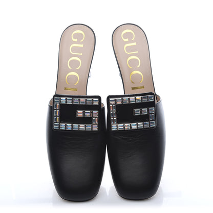 Gucci Malaga Kid Crystal Square G Madelyn Mules 41 Black 5 of 10