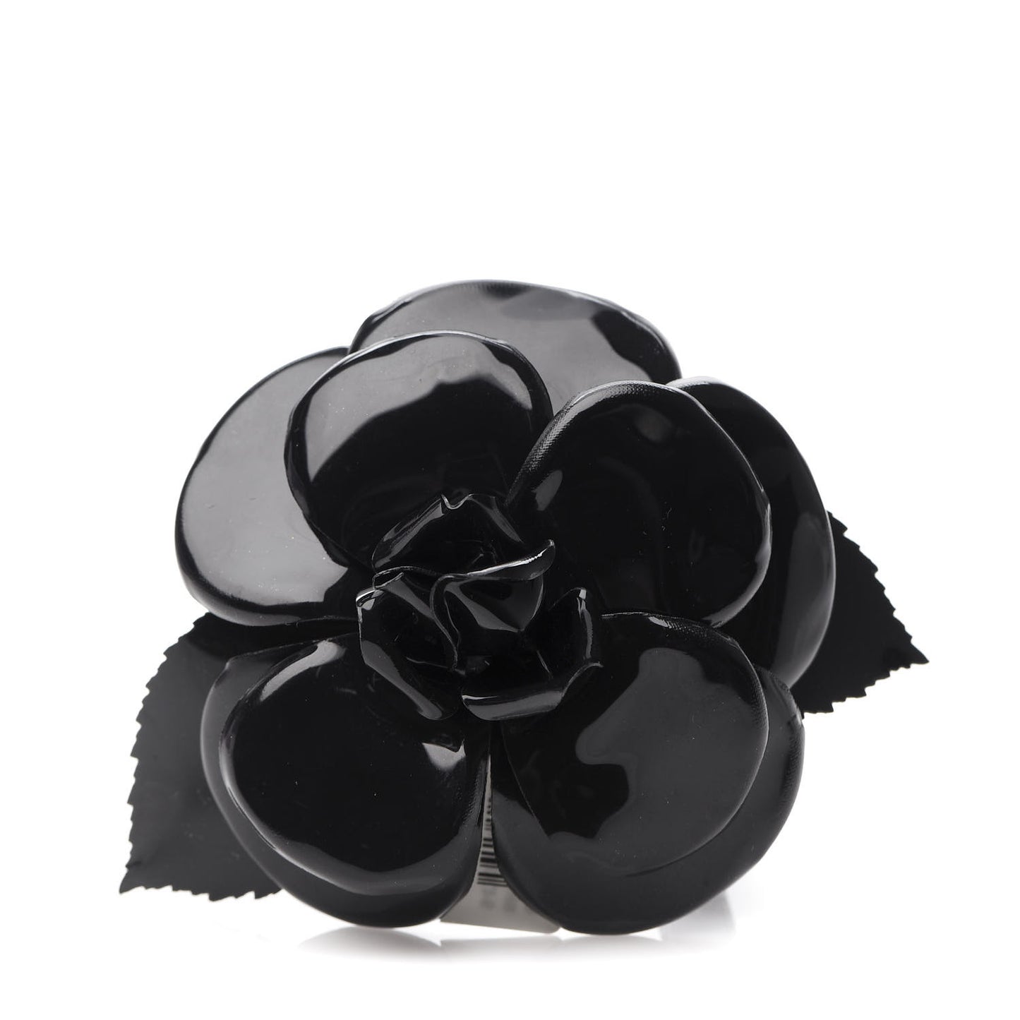 Patent Camellia Pin Brooch Black