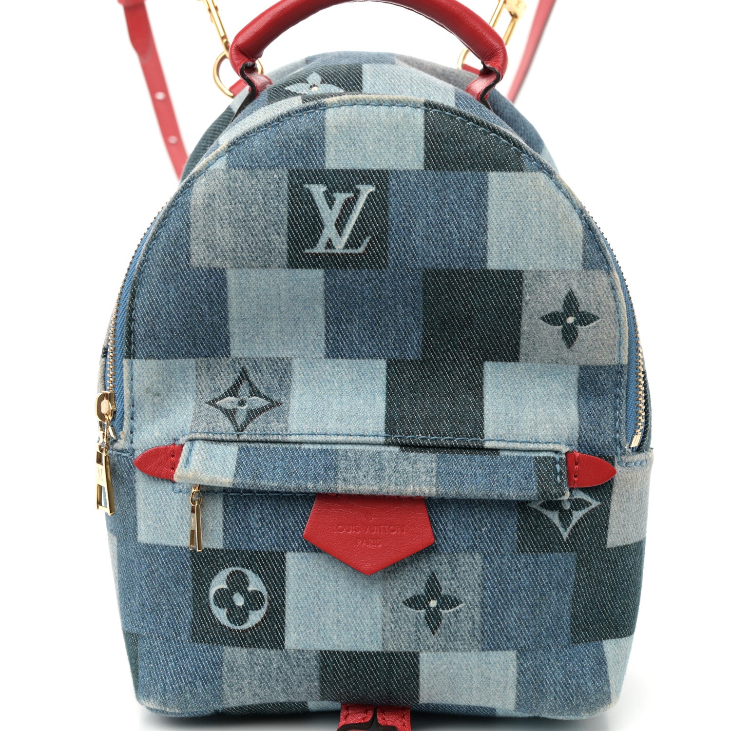 louis vuitton backpack blue and red Louis Vuitton Denim Damier Monogram Patchwork Palm Springs Backpack Mini  Blue Rouge 1753868 – FASHIONPHILE