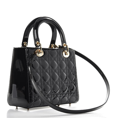 Christian Dior Patent Cannage Medium Lady Dior Black 4 of 9