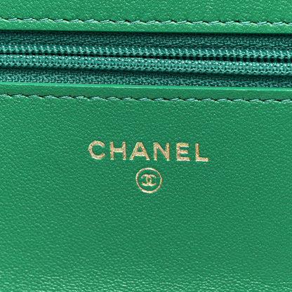 Chanel Lambskin Quilted Chanel 19 Wallet On Chain WOC Green 6 of 10
