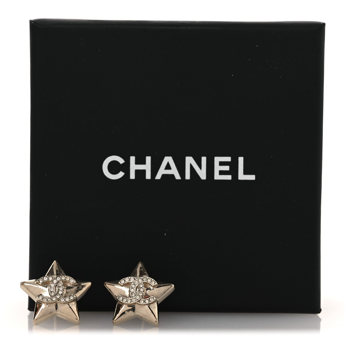 Crystal Star CC Stud Earrings Silver