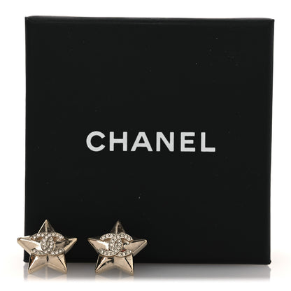 Chanel Crystal Star CC Stud Earrings Silver 5 of 5
