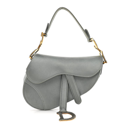 Christian Dior Satin Crystal Mini Saddle Bag Blue Gray 1 of 13