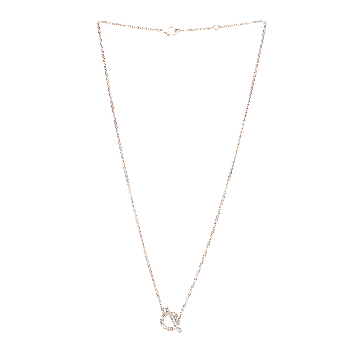 Hermes 18K Rose Gold Diamond Finesse Pendant Necklace 3 of 5