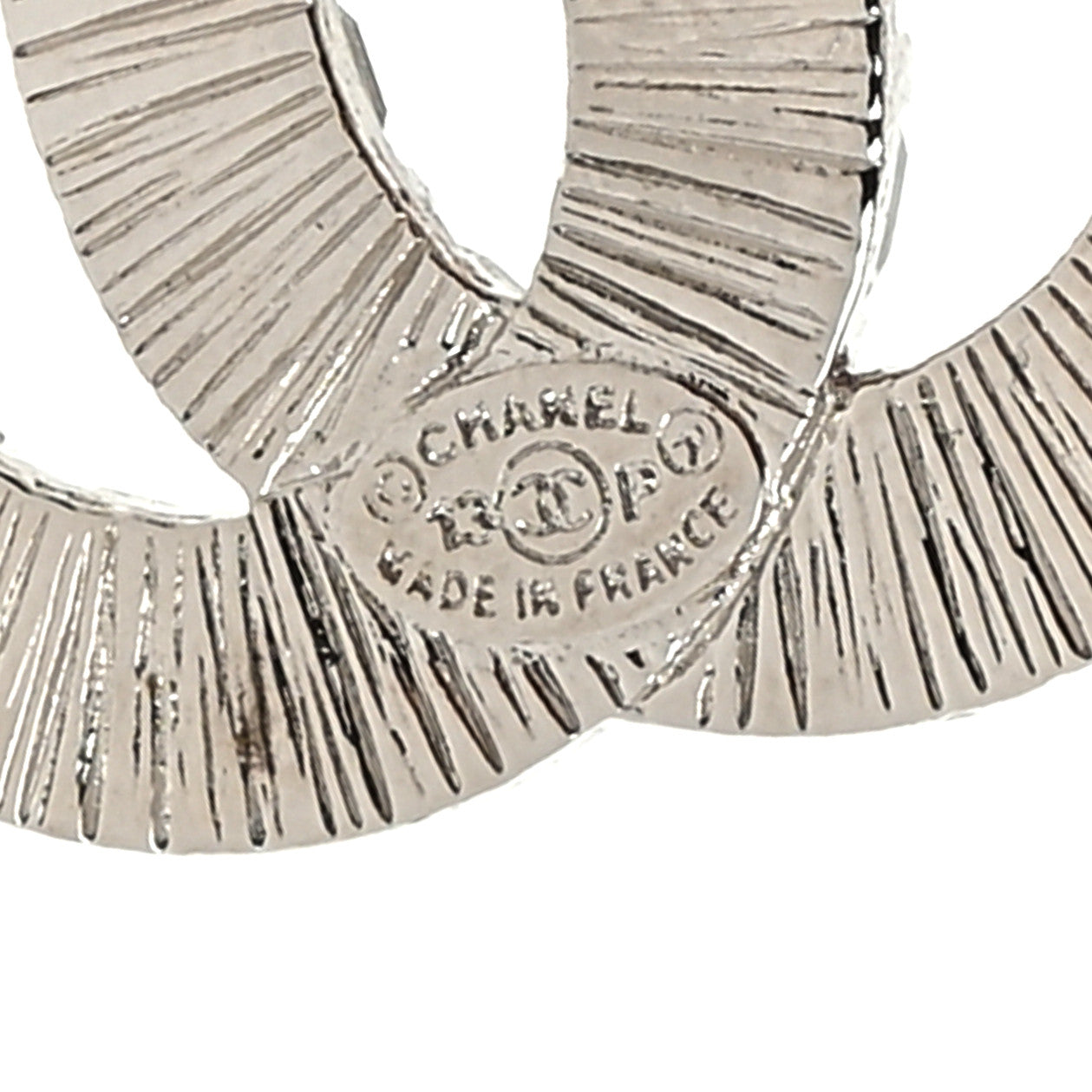 Chanel Baguette Crystal CC Drop Hoop Earrings Silver 4 of 4