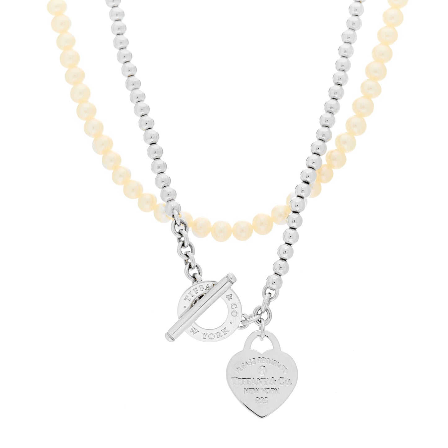 Sterling Silver Diamond Cultured Pearl Return to Tiffany Wrap Necklace