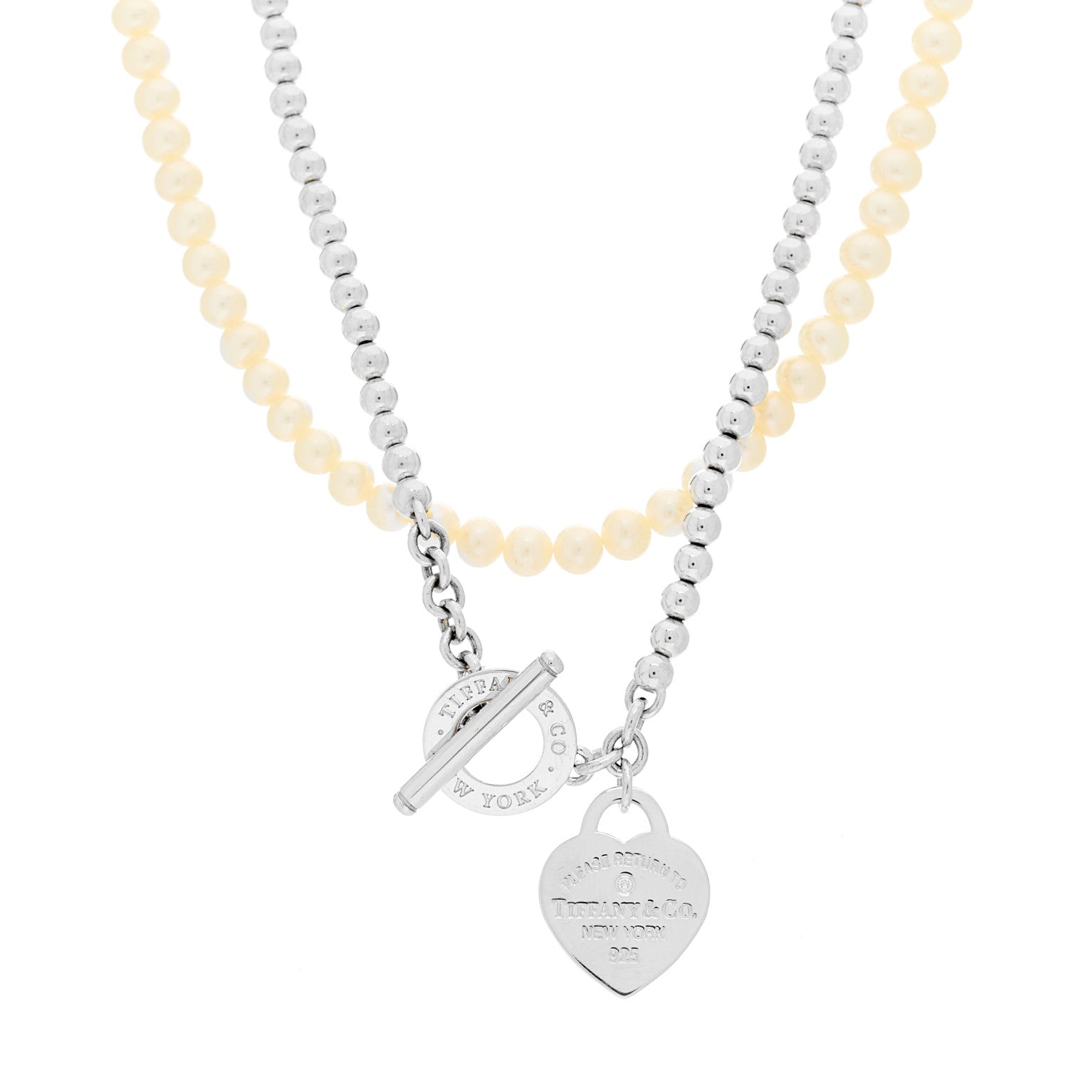 Tiffany Sterling Silver Diamond Cultured Pearl Return to Tiffany Wrap Necklace 1 of 5