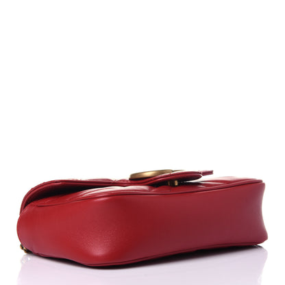 Gucci Calfskin Matelasse Super Mini GG Marmont Shoulder Bag Hibiscus Red 3 of 10