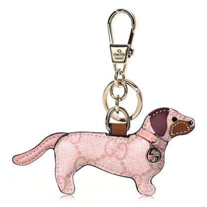 Gucci GG Supreme Monogram Dog Shaped Bag Charm Light Pink 1 of 6