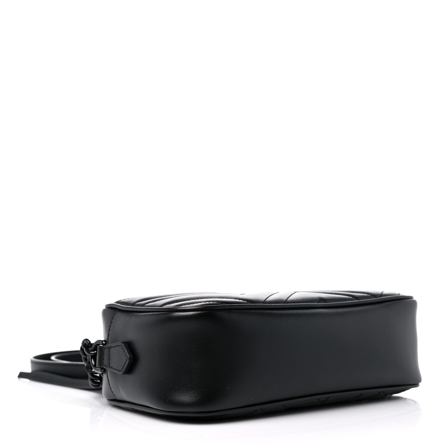Gucci Calfskin Matelasse Monochrome Small GG Marmont Chain Shoulder Bag Black 4 of 9