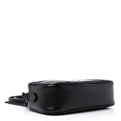 Gucci Calfskin Matelasse Monochrome Small GG Marmont Chain Shoulder Bag Black 4 of 9