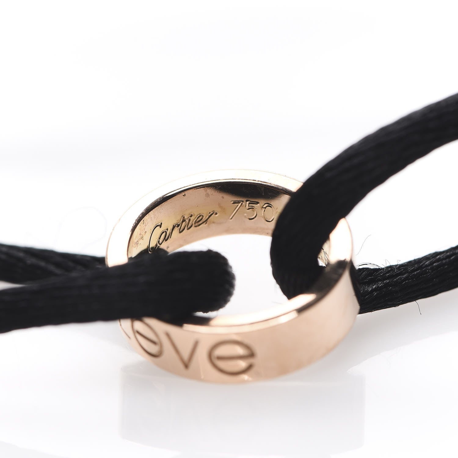Cartier 18K Pink Gold Charity LOVE Adjustable Cord Bracelet Black 3 of 5