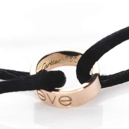 Cartier 18K Pink Gold Charity LOVE Adjustable Cord Bracelet Black 3 of 5