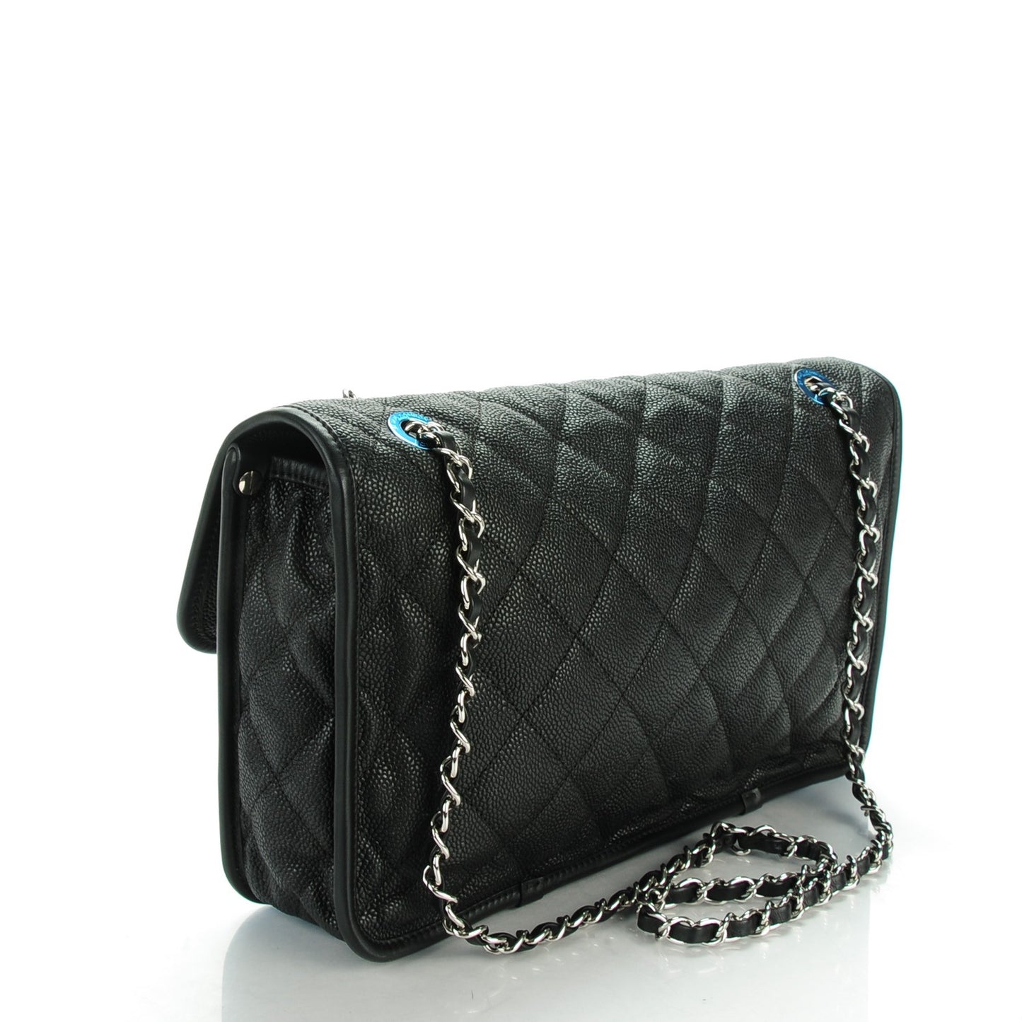 Caviar Quilted Large French Riviera Flap Black