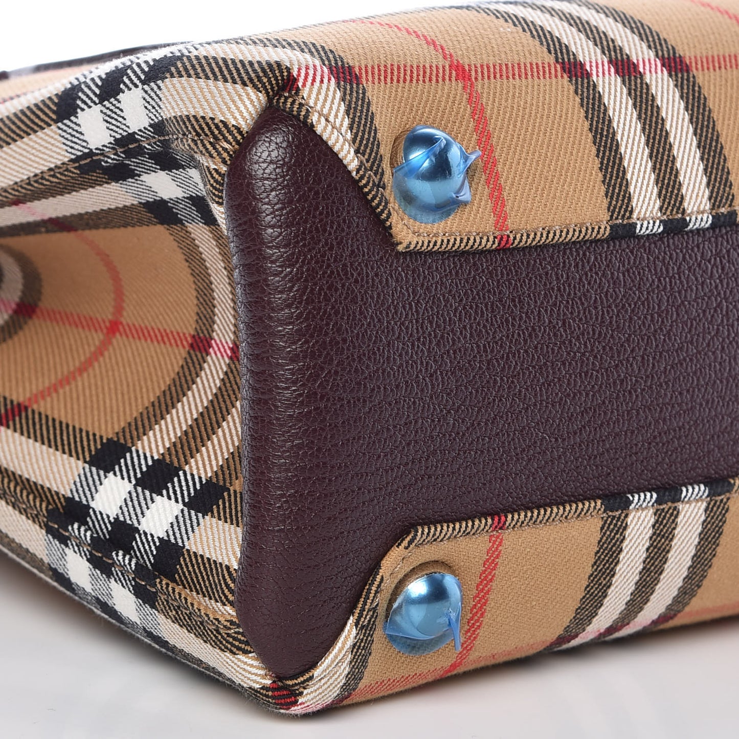 Goatskin Vintage Check Small Banner Tote Deep Claret