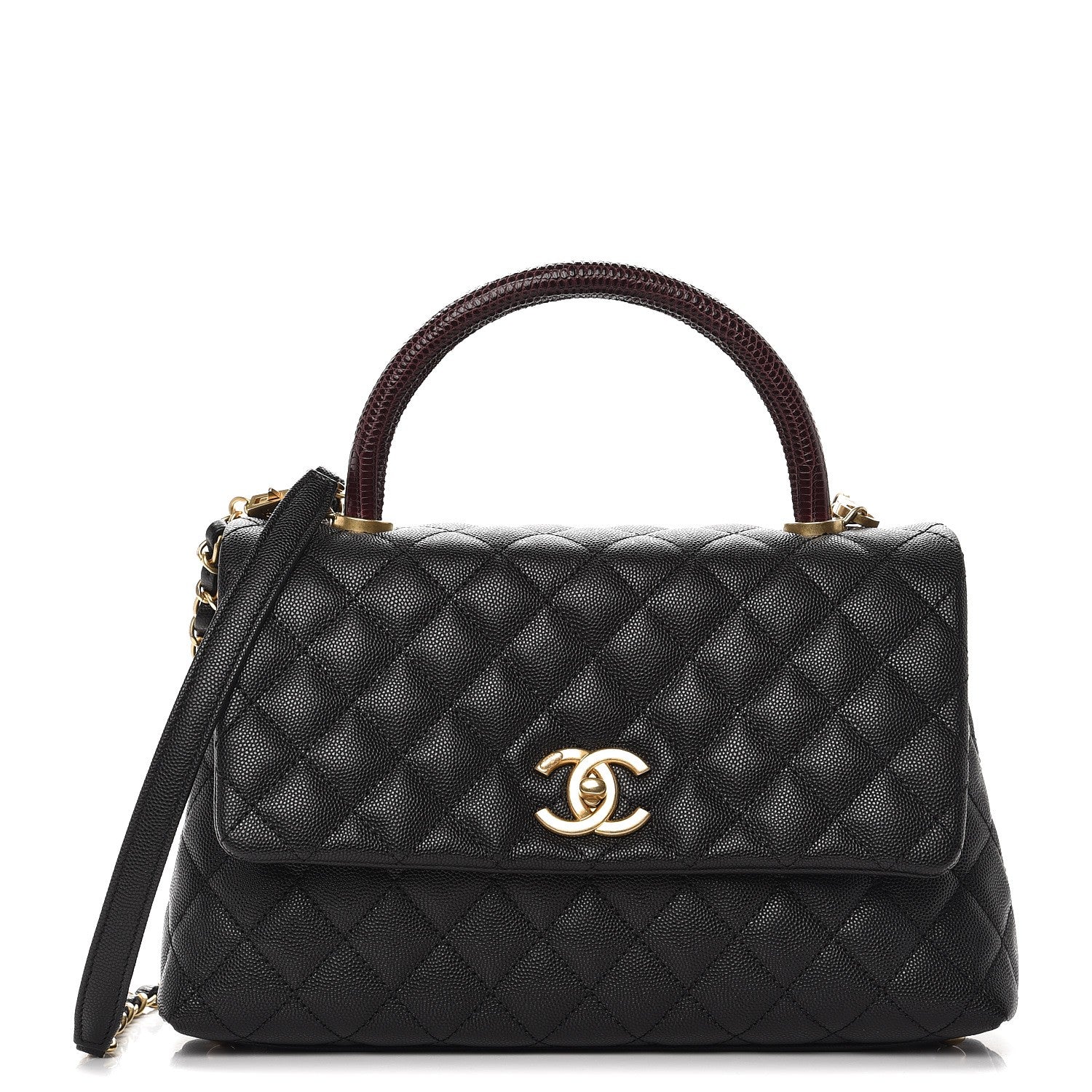 Chanel Caviar Lizard Quilted Small Coco Handle Flap Black 1 of 9