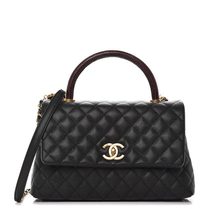 Chanel Caviar Lizard Quilted Small Coco Handle Flap Black 1 of 9