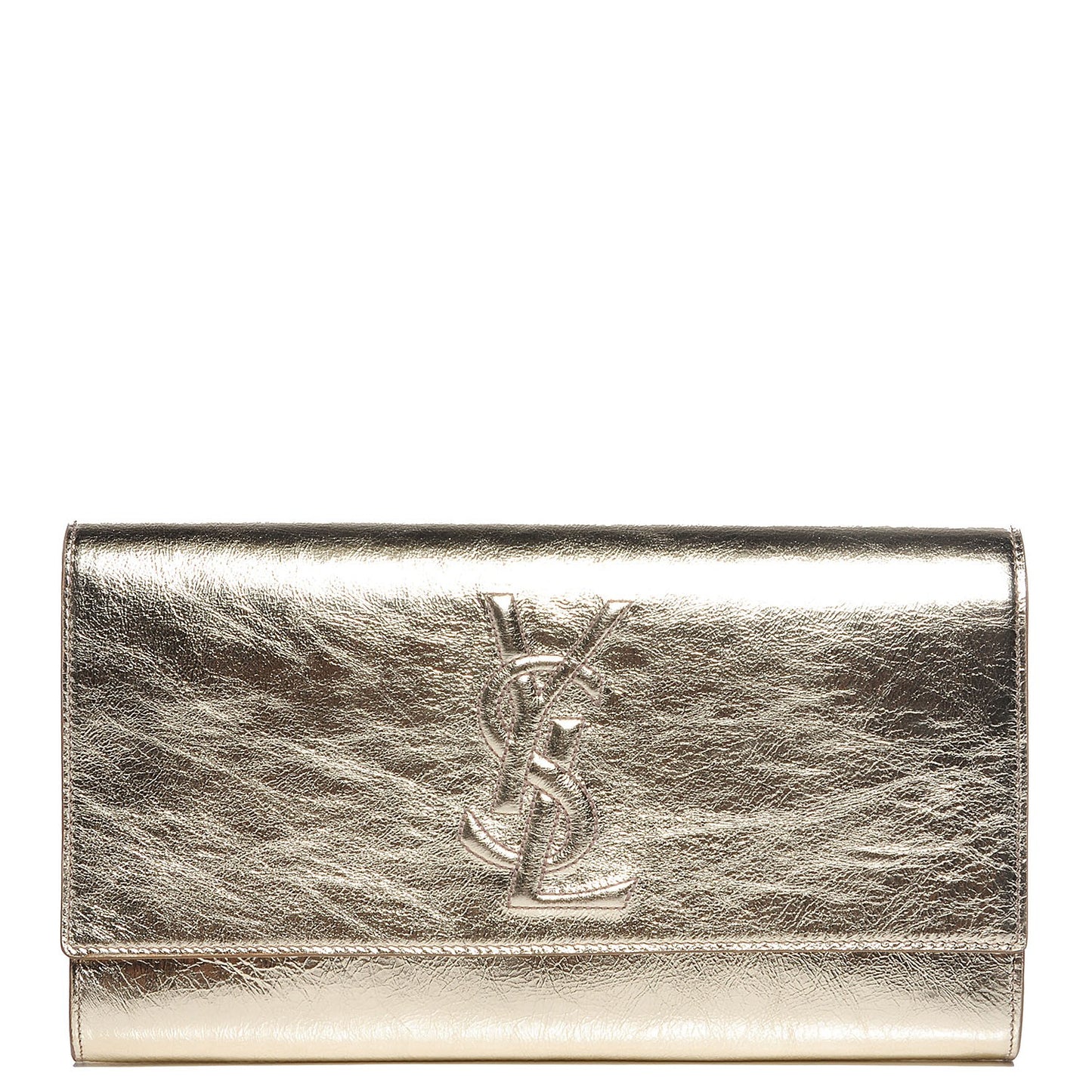 Metallic Leather Large Belle De Jour Clutch Gold