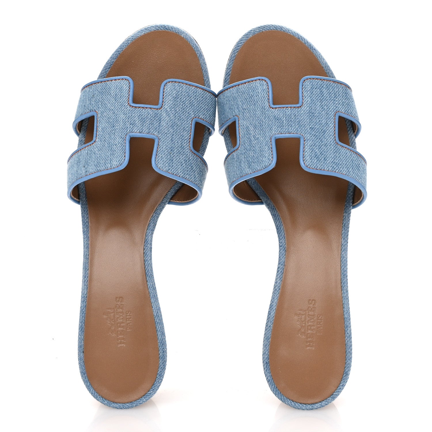 Hermes Denim Oasis Sandals 37 Bleu Clair 2 of 10