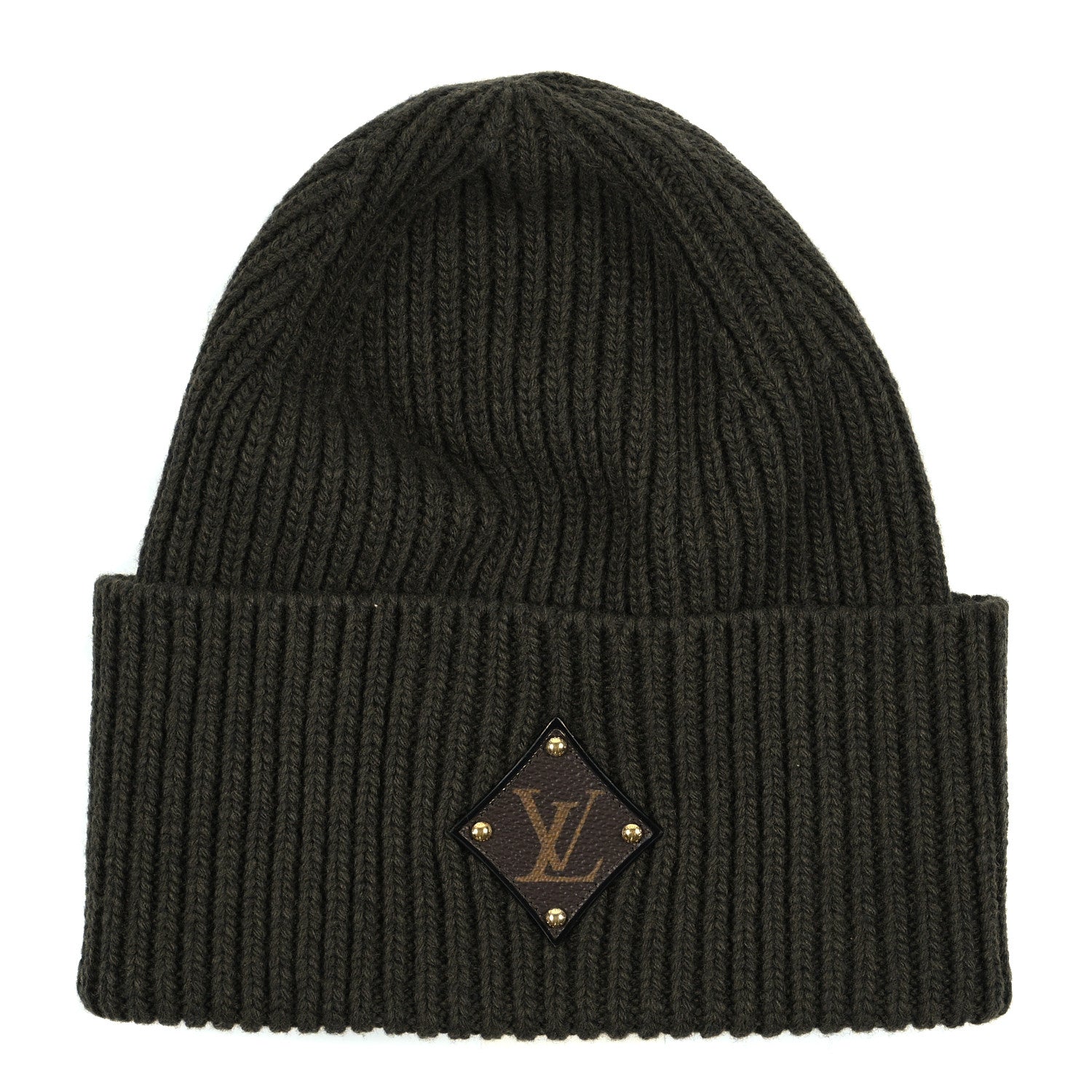 Louis Vuitton Wool LV initials Monogram Beanie Hat Khaki 1 of 4