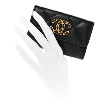 Chanel Lambskin Quilted Chanel 19 Flap Card Holder Black 2 of 9