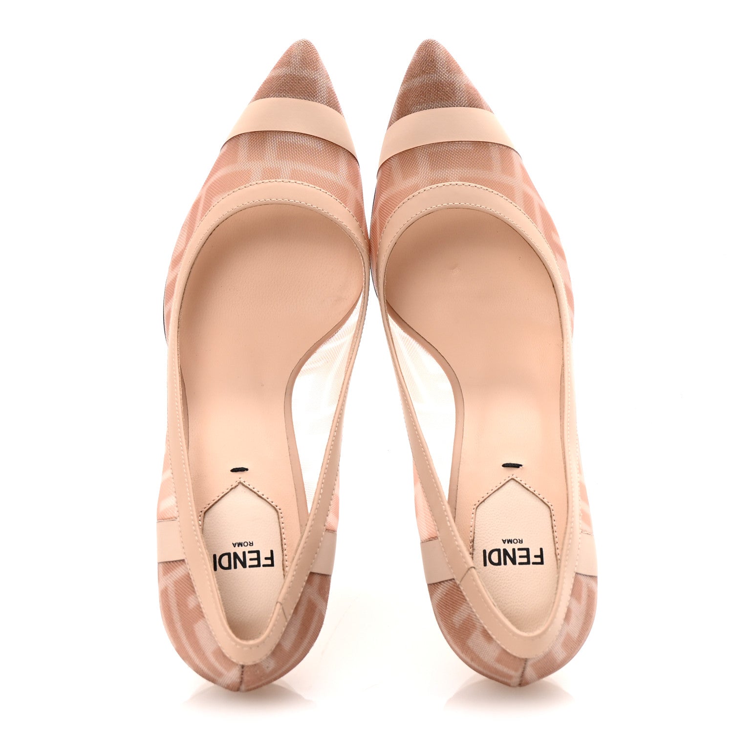 Fendi Technical Mesh Vitello Gommato FF Colibri 85mm Pumps 36 Rose Nudo 2 of 8