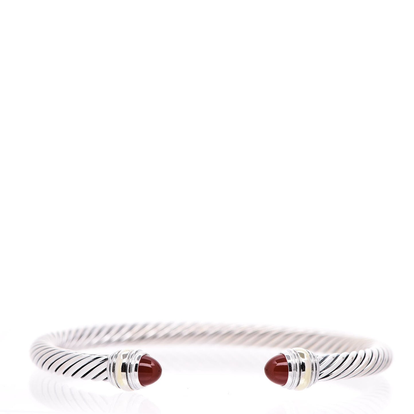 Sterling Silver 14K Yellow Gold Carnelian 5mm Cable Classics Bracelet