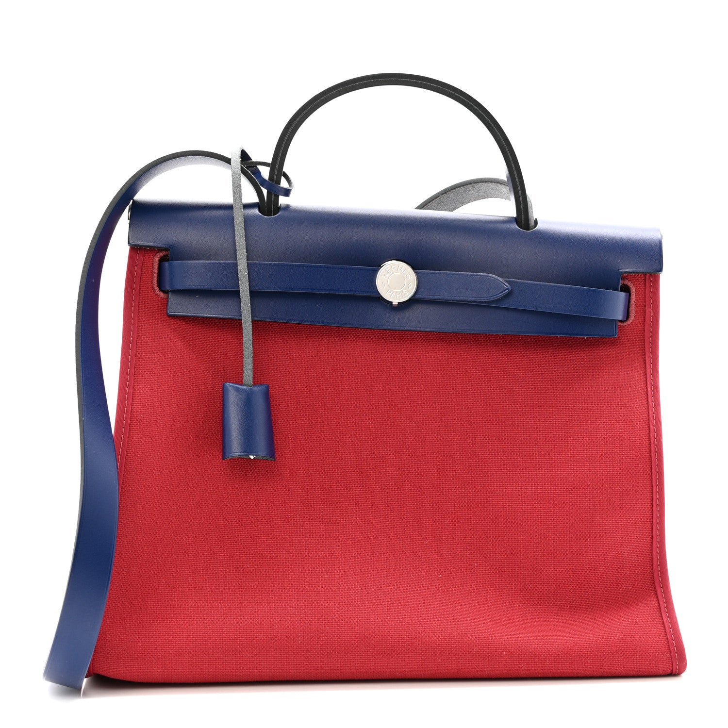 Hermes Military Toile Vache Hunter Herbag Zip 31 PM Rouge Grenat Bleu Saphir 1 of 14